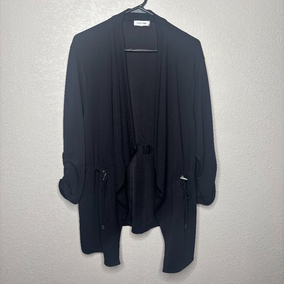 Calvin Klein Cardigan Womans XL Black Lightweight Open Front - Picture 1 of 3
